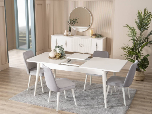 Dining room table Dining table Table White Dining room Wood Extendable Modern