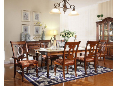 Dining room Dining table 4x Chair 2x Chair Suite Set 7pcs Luxury Wood Furniture