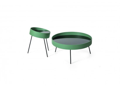 2x Coffee table Round shape Design Living room new green Color Furniture style