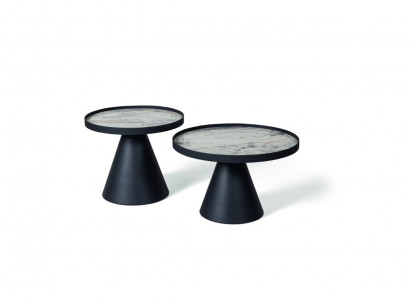 Coffee table Black Side table Design Living room table Tables 2x Round Tables