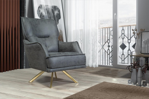 Gray one-seater exclusive r Armchair Lounge Club 1-Seater luxury one-seater