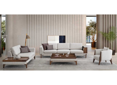 Living room Set 2x Sofa Armchair Coffee table Sofa set Sets Couches Furniture