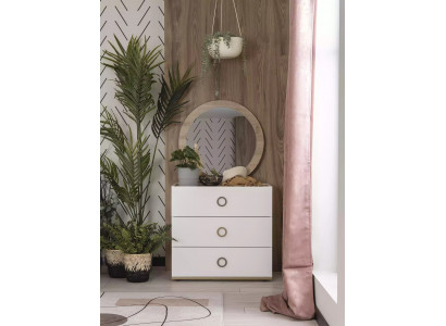 Group Chest of drawers with Mirror Chests of drawers Wood White Bedroom Wardrobe Set