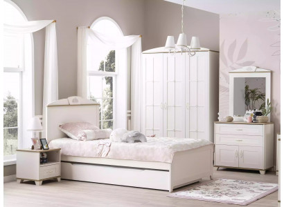 Functional bed pull-out children's bed bed white set 5 pieces wooden bed