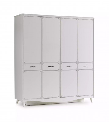 Luxury Wardrobe Wardrobe Wooden Cabinet Furniture Wood White 4 Door Design