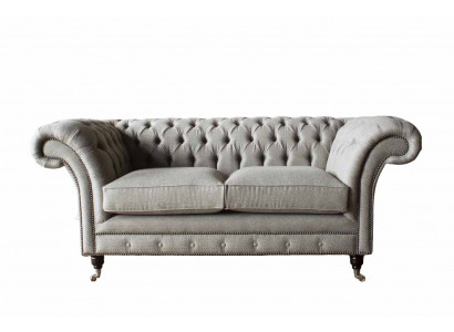 Chesterfield Gray Sofa 2 Seat Couch Wood Furniture Three Seater Couches new