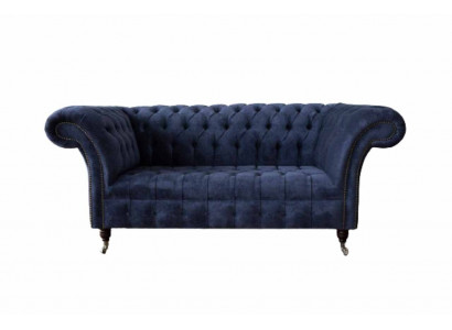 Chesterfield Design Sofa Couch 2 Seater Upholstery Blue Sofas Couches new