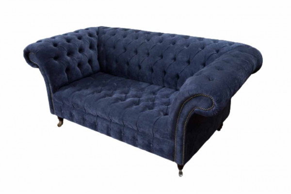 Chesterfield Design Sofa Couch 2 Seater Upholstery Blue Sofas Couches new