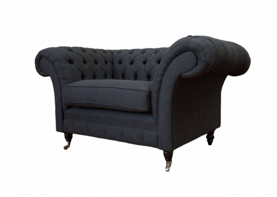 Gray Chesterfield Armchair 1.5 Seater Sofa Couch Upholstery Textile Gray Armchair