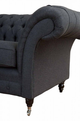 Gray Chesterfield Armchair 1.5 Seater Sofa Couch Upholstery Textile Gray Armchair