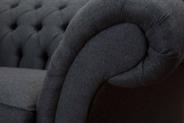 Gray Chesterfield Armchair 1.5 Seater Sofa Couch Upholstery Textile Gray Armchair