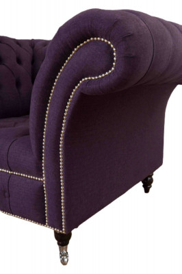 Armchair Single Seater Luxury 1 Seat Seat Design Textile Purple Fabric Chesterfield