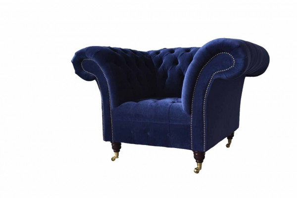 Chesterfield Textile Armchair 1 Seater Sofa Upholstery Design Luxury Modern