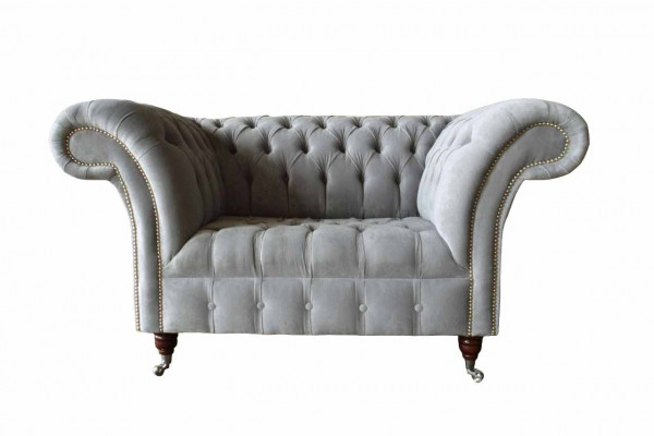 Gray Chesterfield Wing Chairs Gray Armchair Couch Fabric Sofa Living room