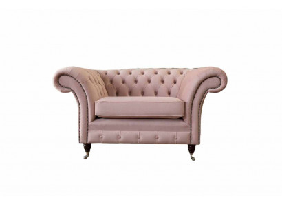 Chesterfield Design Armchair Pink Upholstery Luxury Textile Couches 1 Seater