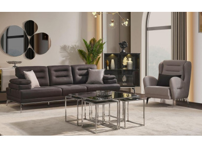 Sofa set 31 Seater Sets Sofa Armchair Fabric Black Modern Set