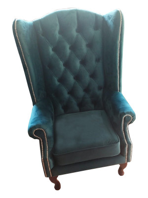 Wing Chair Chesterfield Velvet Single Seater Luxury Armchair Couches Sofa