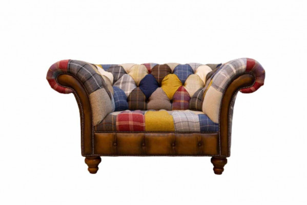 Chesterfield Design Armchair Couch Upholstery Textile Couches Seater Multicolored