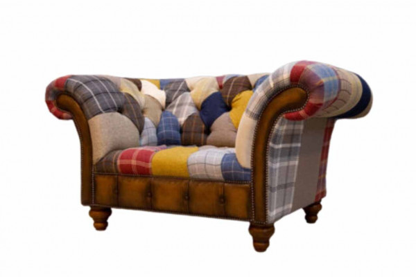 Chesterfield Design Armchair Couch Upholstery Textile Couches Seater Multicolored