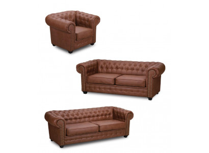 Sofa set Chesterfield 3+2+1 Living room Furniture Couch Suite Fabric Textile