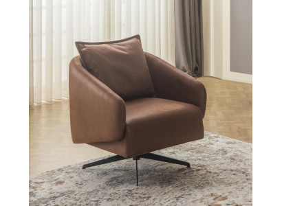 Armchair wing chair swivel chair single seater seater imitation leather brown design