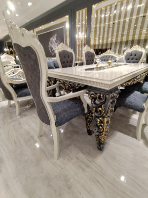 Glamorous Dining room Set Dining table + 6x Chairs + Dresser with Mirror 8 pieces