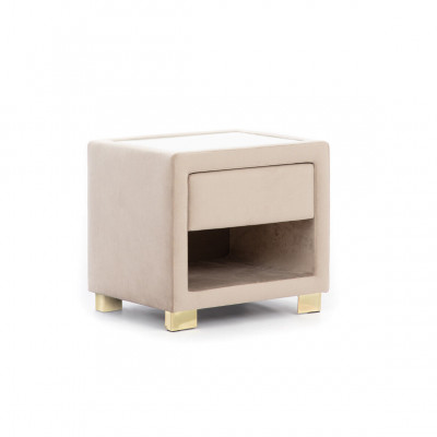 Beige Square Bedside Table Designer Wooden Frame Modern Furniture new