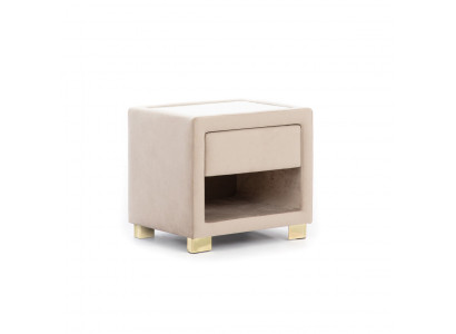 Beige Square Bedside Table Designer Wooden Frame Modern Furniture new