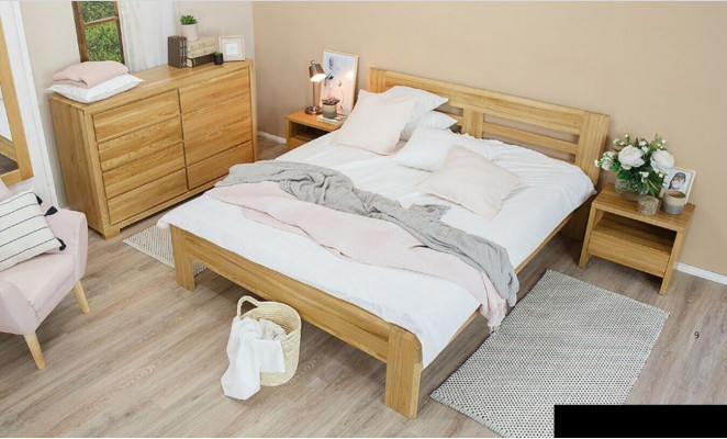 Bedroom Furniture Set Bed Solid wood Bedside tables 2x Beds Real Wood 3pcs.