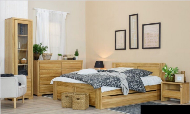 Bedroom Furniture 3 pcs. Set Bed Bedside tables 2x Beds Real Wood Solid wood