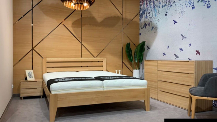 Bedroom Wooden bed Real Wood Bed Hotel 180x200 Style Solid Furniture Beds