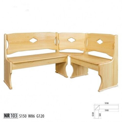 Corner bench Real wood Pine Solid Wood Dining room Country house Handcraft corner benches