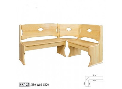 Corner bench Real wood Pine Solid Wood Dining room Country house Handcraft corner benches