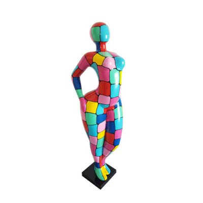 Abstract Figure Statue Colorful Painted Statues Sculptures 130cm XXL Statue Plastic