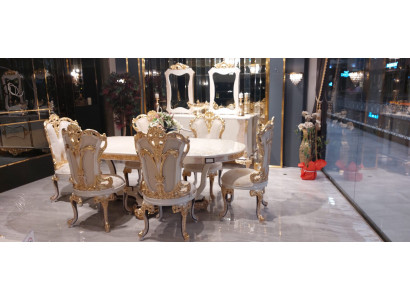 Luxury Couch Furniture Dining table Baroque dining set Group Table + 6x Chair