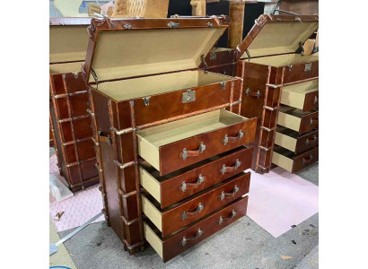 Chest of drawers Design Furniture Loft Vintage Retro Wardrobe suitcase Leather luxury