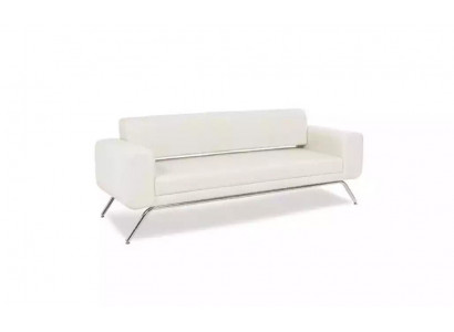 White three-seater luxury stainless steel feet textile furniture office couch modern