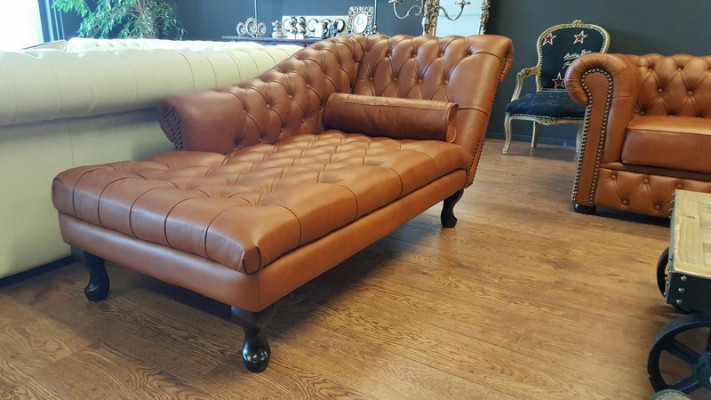 Chesterfield Chaise Longues Lounger Ottoman Sofa Genuine Leather Relax Chaise new