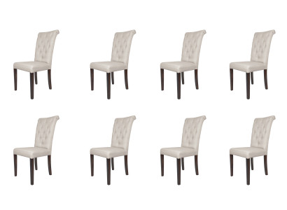 8x Chairs Chair Set Armchair Lehn Design Upholstery Leather Textile Dining Living Room