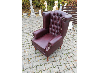 Armchair Wing Chair Chestefield Chair Seat Upholstery Couch Lounge Genuine Leather new!