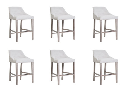 6x Bar Stool Bar Stool Counter Chair Set Chairs Upholstery Chesterfield Design Style