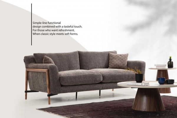 Three Seater Sofa 3 Seater Fabric Modern Sofas Design Living room Gray