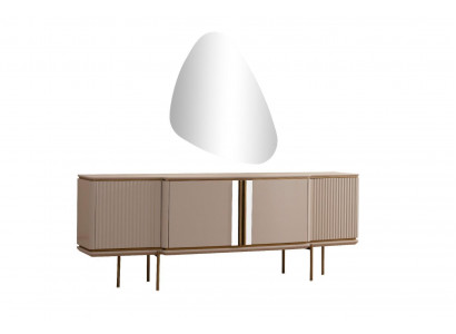 Beige Dining room Sideboard 2 Doors Luxurious Mirror Modern Wood Furniture