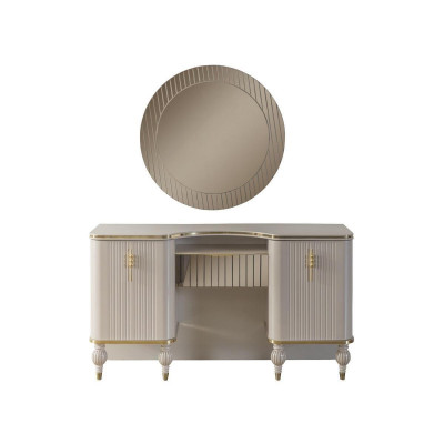 Beige Dressing table Designer Dressing Table Cosmetic Table Console Mirror