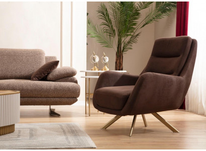 Brown Velor Armchair Modern Armchair Living room Textile Furniture