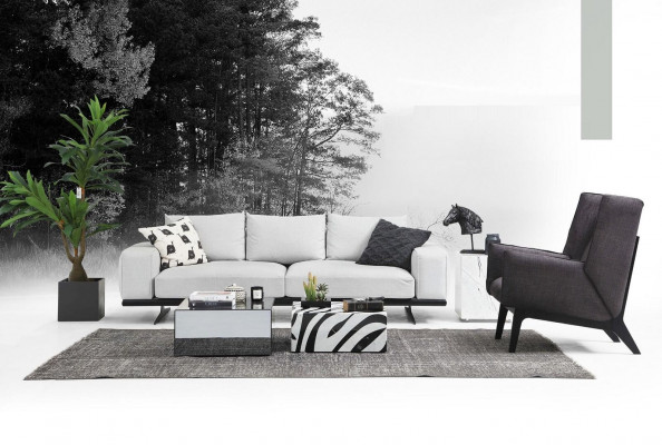 Sofa set Sofa 3 Seater Armchair Three Seater Gray Modern Fabric Seat