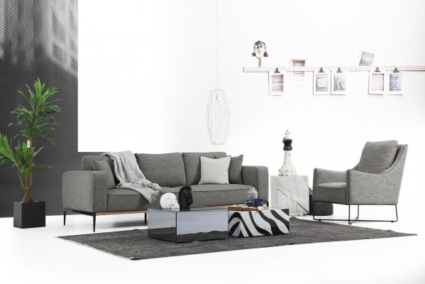 Sofa set 3 Seater Armchair Three Seater Fabric Sofas Modern Design Gray