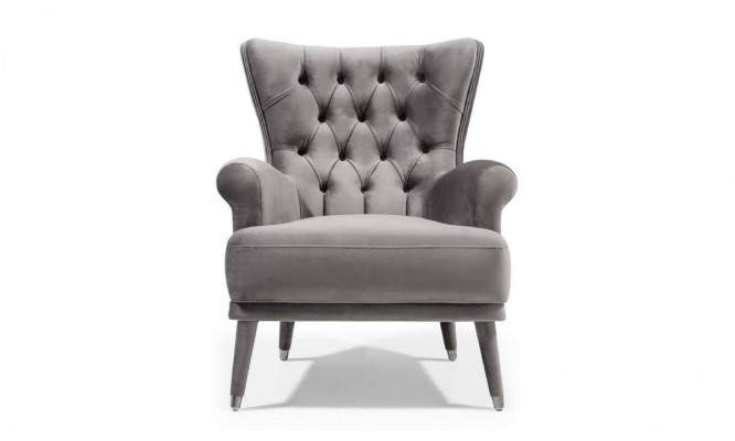 Gray Chesterfield Armchair Living room Furniture Upholstered Armchair with Armrests