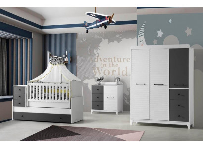 Modern Childrens room Set Consists of Childrens bed Wardrobe Chest of drawers 3pcs new