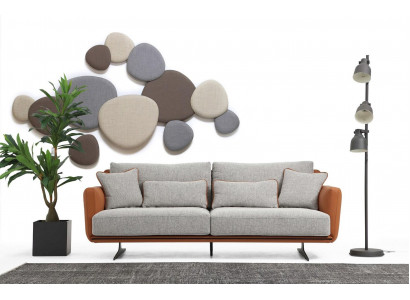 Three Seater Sofa 3 Seater Fabric Orange Modern Design Living room Gray